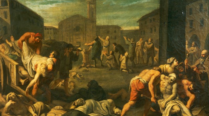 Zobrazení moru v Itálii v 17. století, viděný v Museo Storico Nazionale Dell'Arte Sanitaria. De Agostini / Getty Images