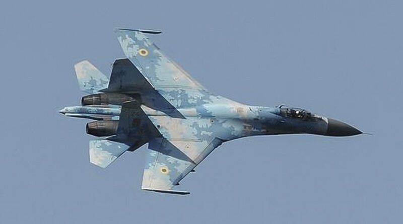 FILE PHOTO A Ukrainian military jet takes part in a joint exercise with NATO forces in 2021. © Mykola Tys : SOPA Images : LightRocket via Getty Images