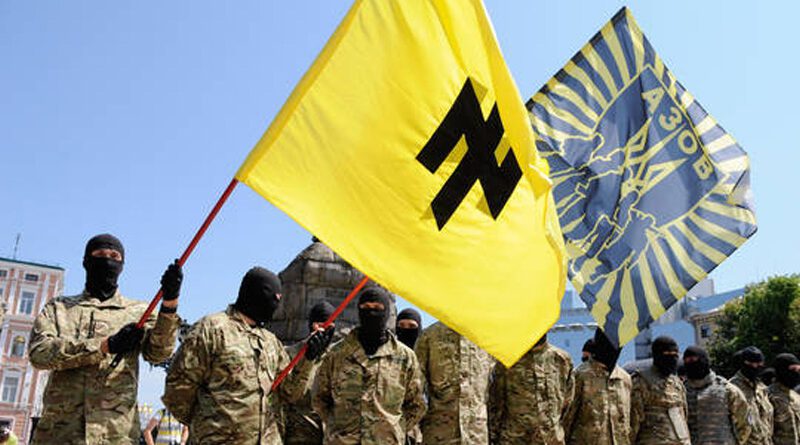 Members of the Azov Battalion during a ceremony in Kiev on July 16, 2014. © Aleksandr Maksimenko : Sputnik